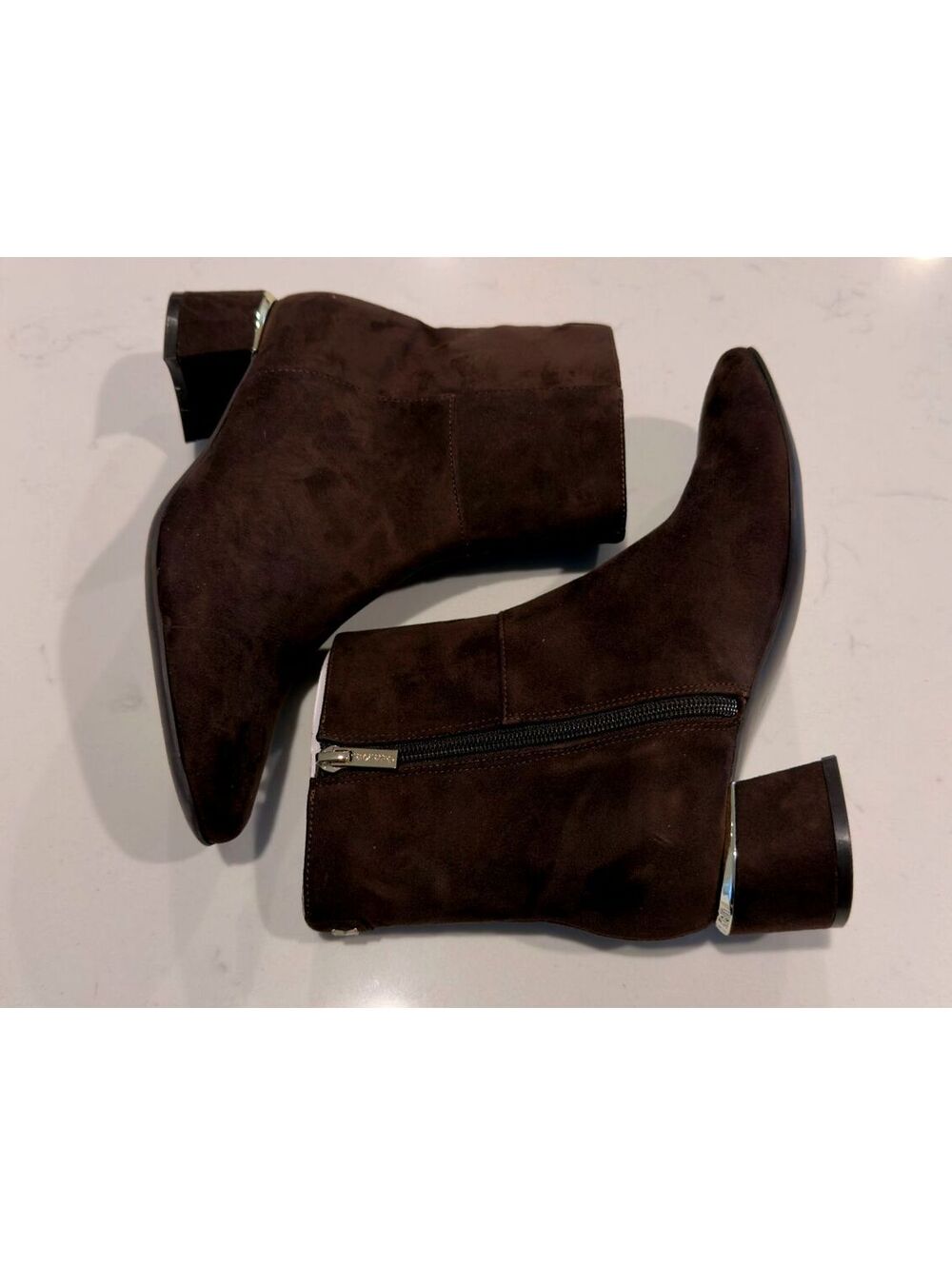 Calvin Klein Dark Brown Parry Block Heel Ankle Booties Women Size 6